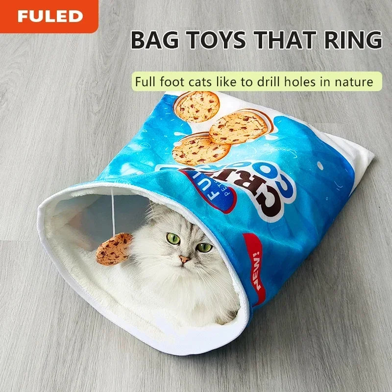 Interactive Collapsible Cat Tunnel Toy With Plush Ball for Kittens