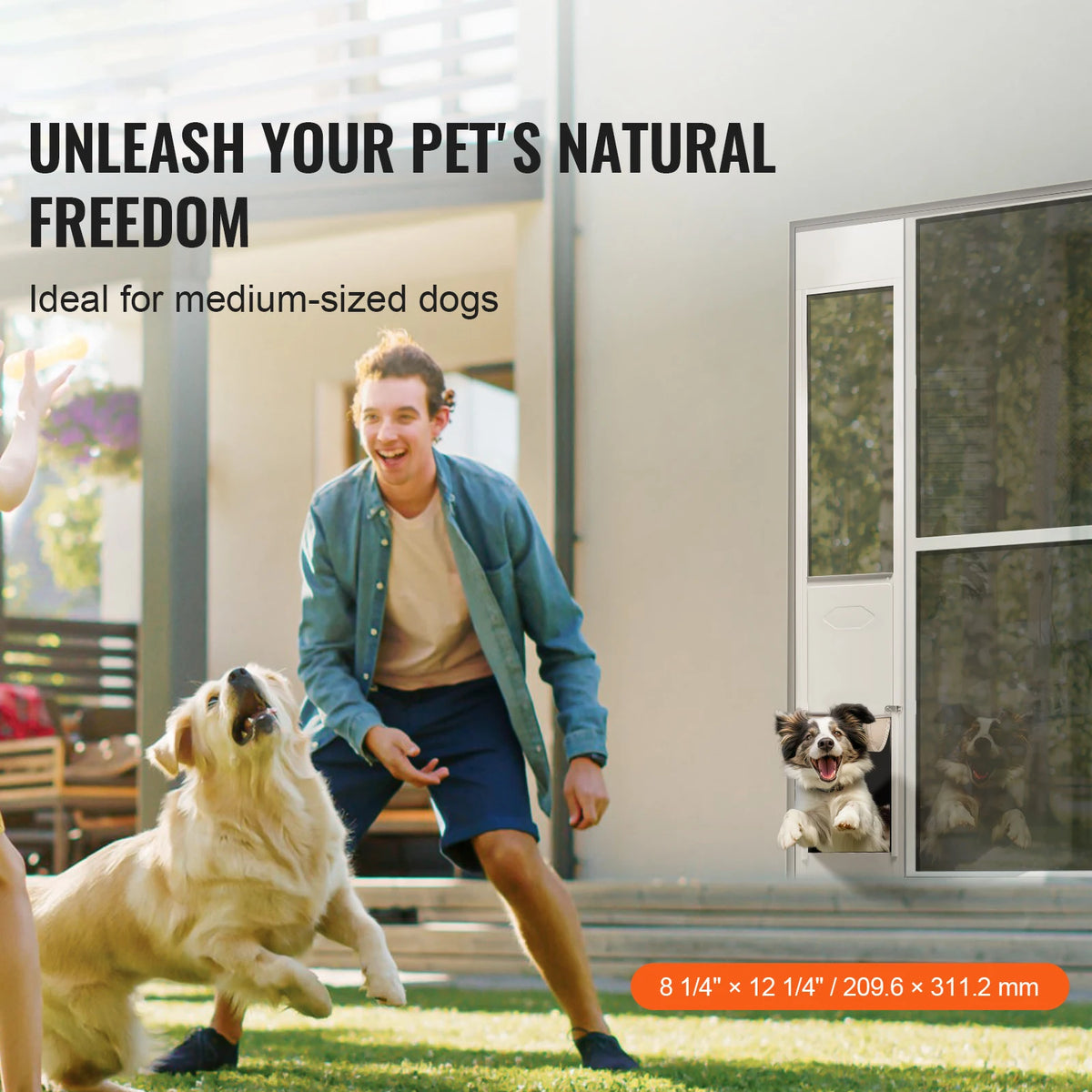 SucceBuy Adjustable Sliding Glass Door Pet Door For Dogs