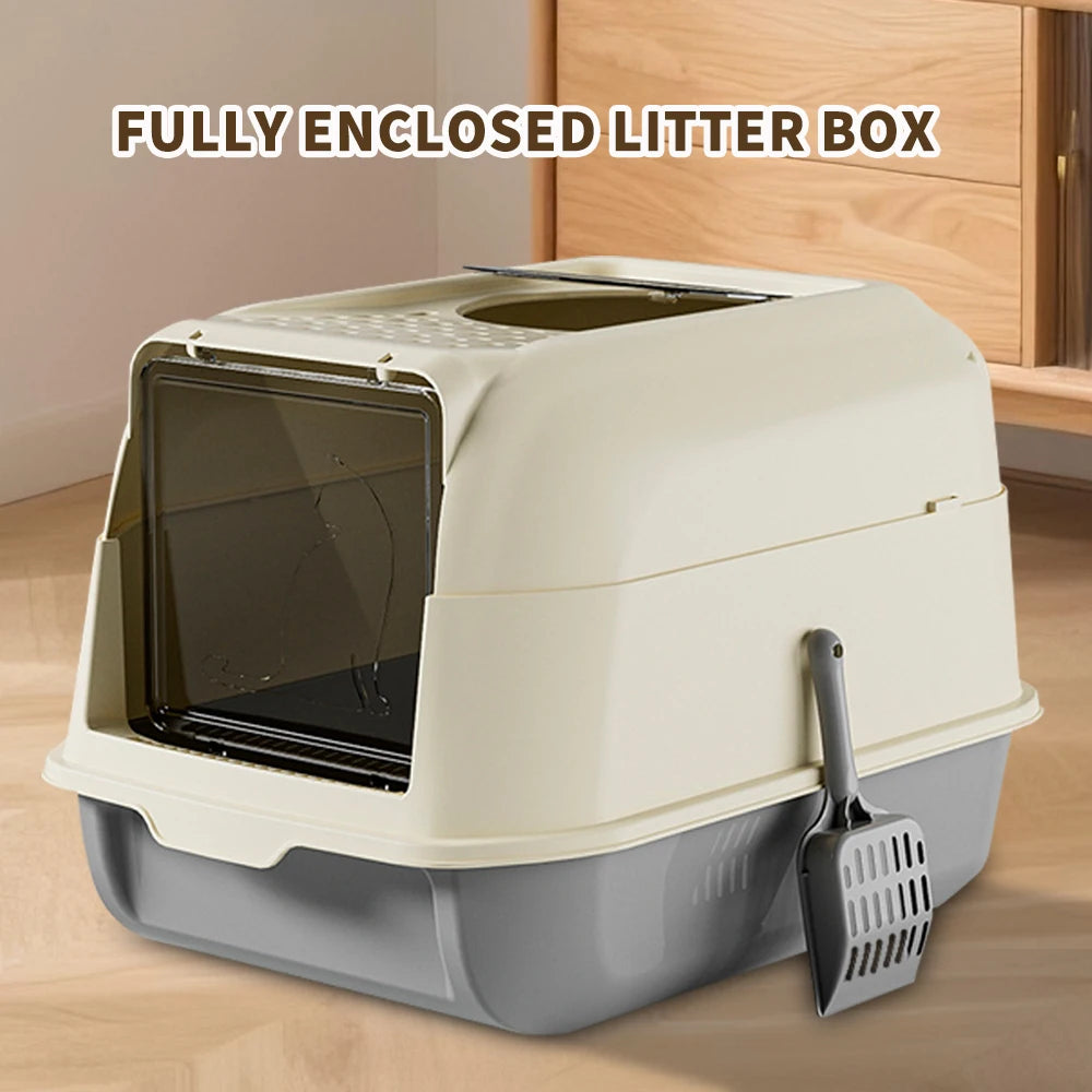 Double Door Cat Litter Box For Multi Cat Households