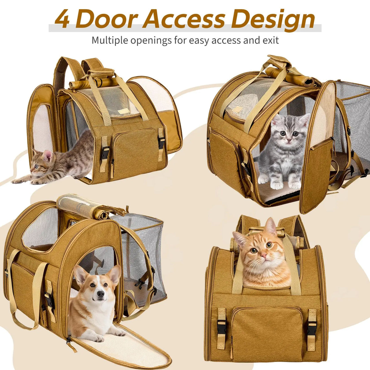 Expandable Cat Carrier Backpack With Breathable Mesh Travel Design