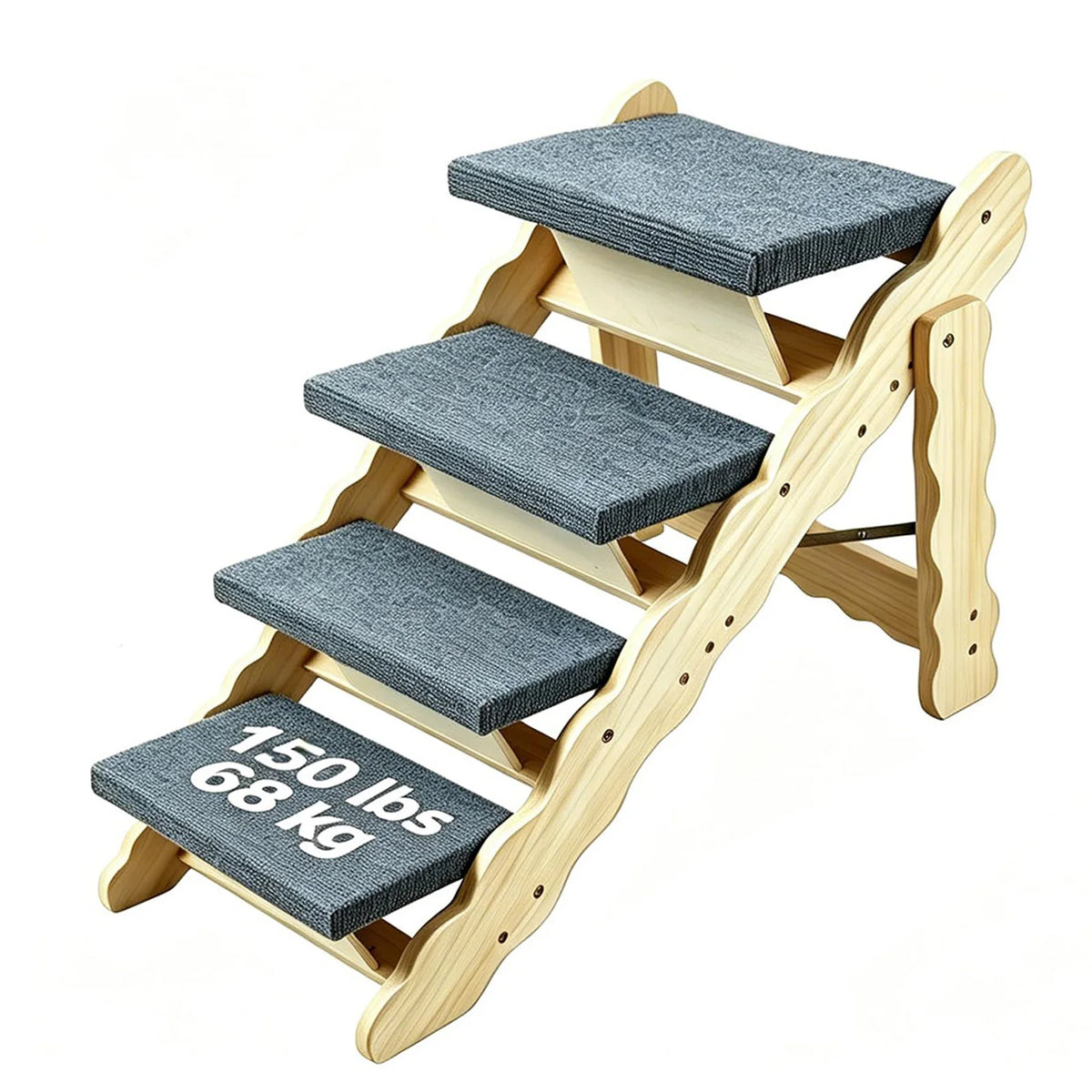 HiMISS Wooden Pet Stairs Folding Dog Ramp Indoor Safety Assistant