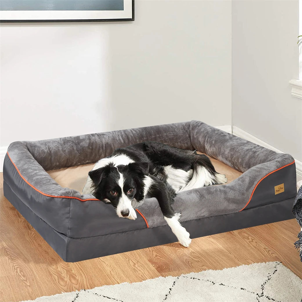 BORWART Orthopedic Memory Foam Dog Bed With Removable Waterproof Cover