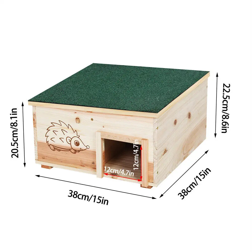 Wooden Hedgehog House With Removable Roof Predator Proof Shelter Box