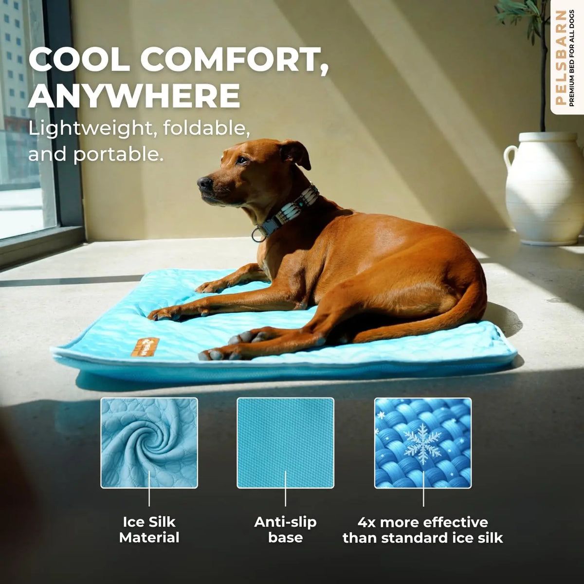 Pelsbarn Self Cooling Ice Silk Dog Mat Washable Bed Pad