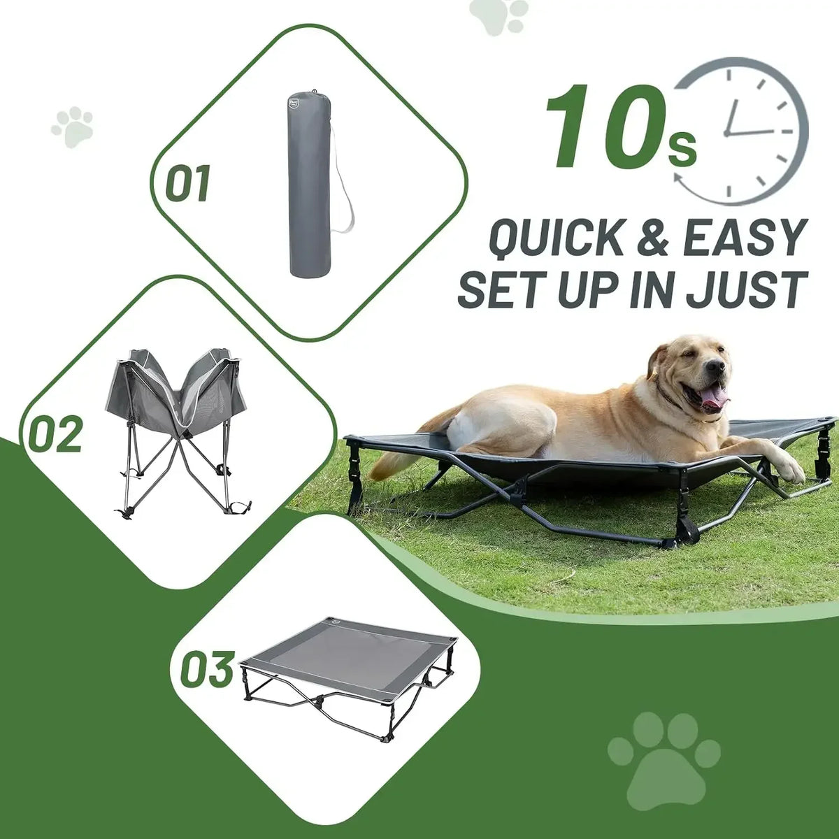 Portable Elevated Cooling Dog Bed With Breathable Mesh