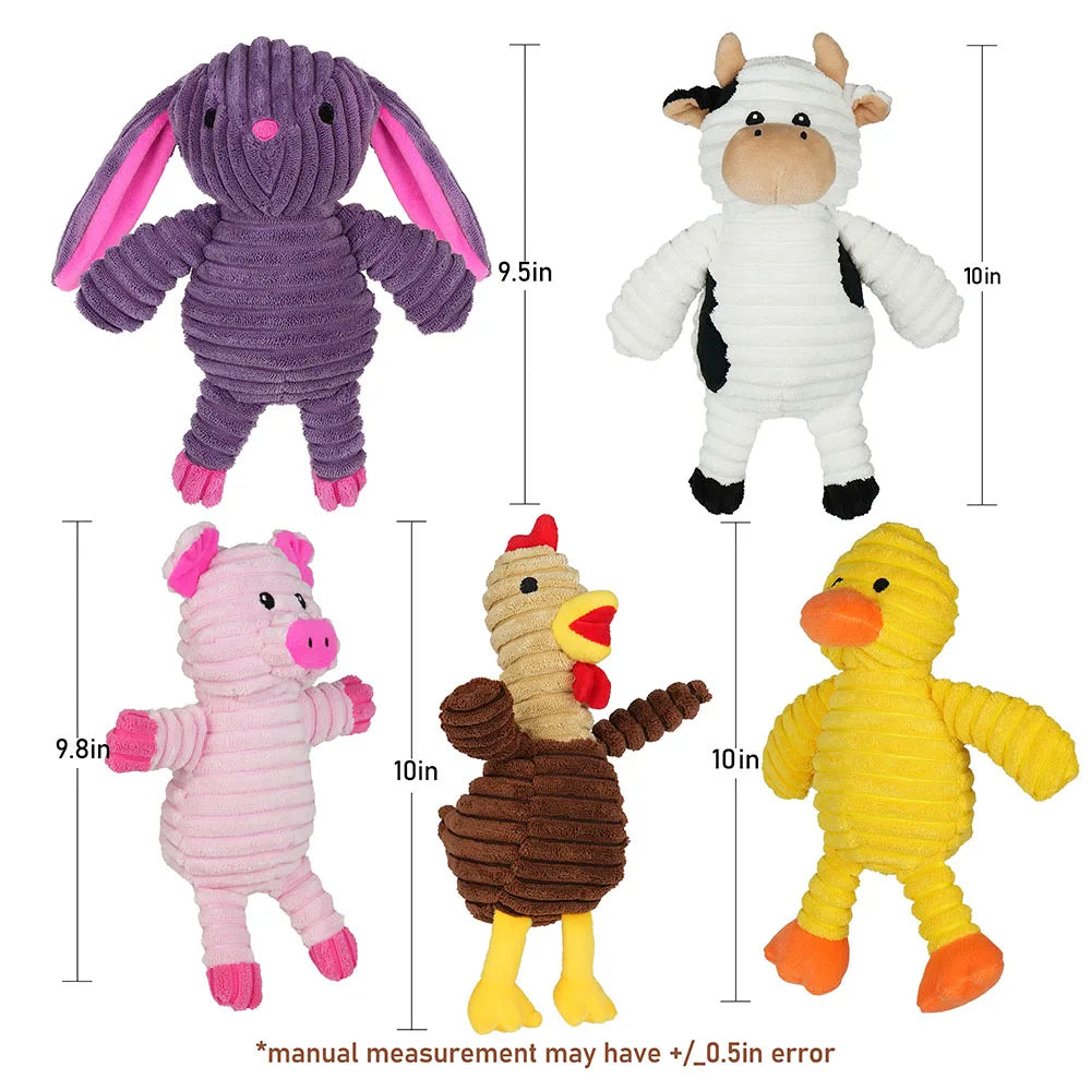 Plush Squeaky Dog Toys, Soft Stuffed Chewable Pet Toy Bundle