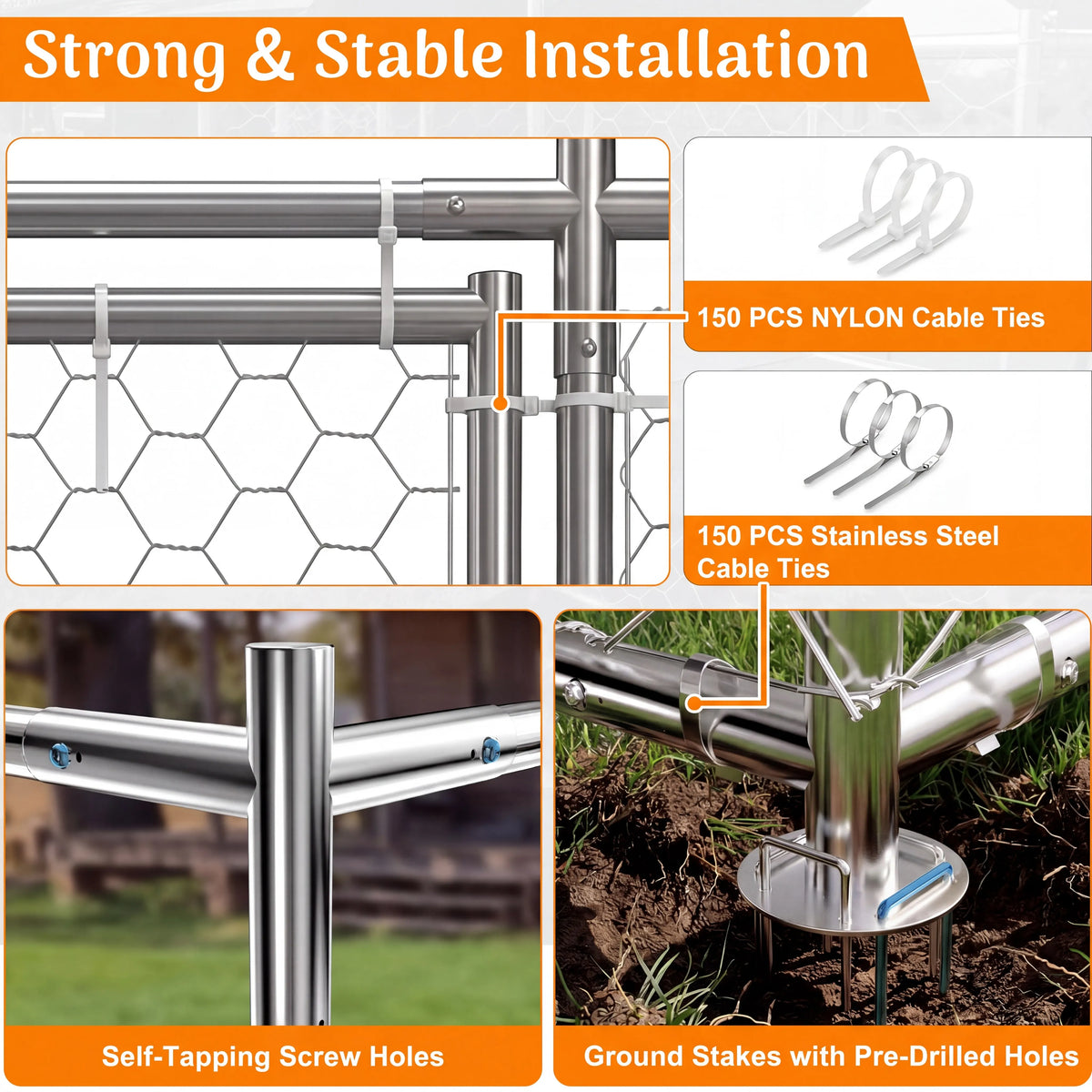 Outdoor Dog Kennel With Dual Opening Doors And Waterproof Roof
