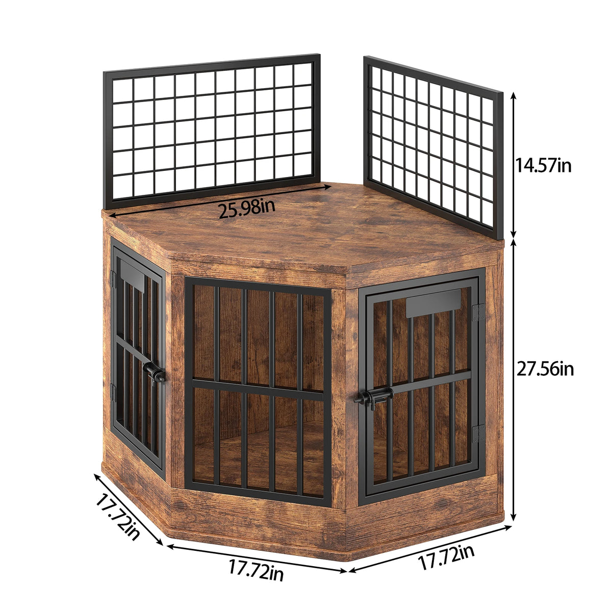 Modern Wooden Corner Dog Crate Furniture With Decorative Pet House