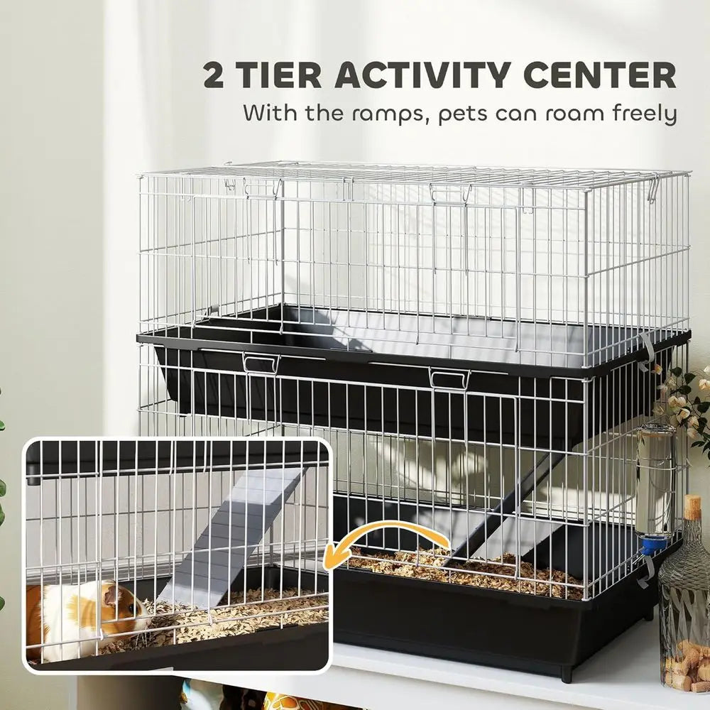 Two Tier Small Animal Cage With Dish Bottle And Platforms