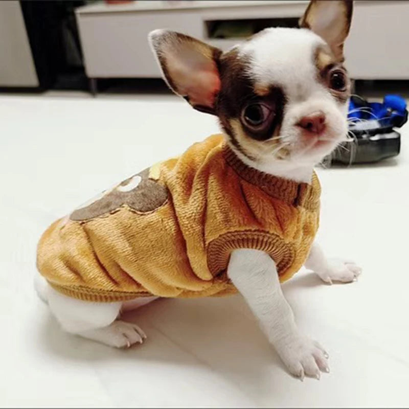 Cute Print Dog Sweater Warm Fleece Pullover For Small Dogs