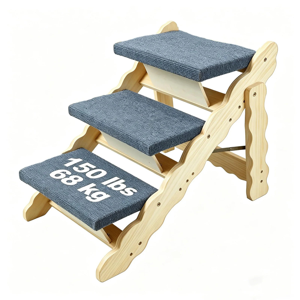 HiMISS Wooden Pet Stairs Folding Dog Ramp Indoor Safety Assistant