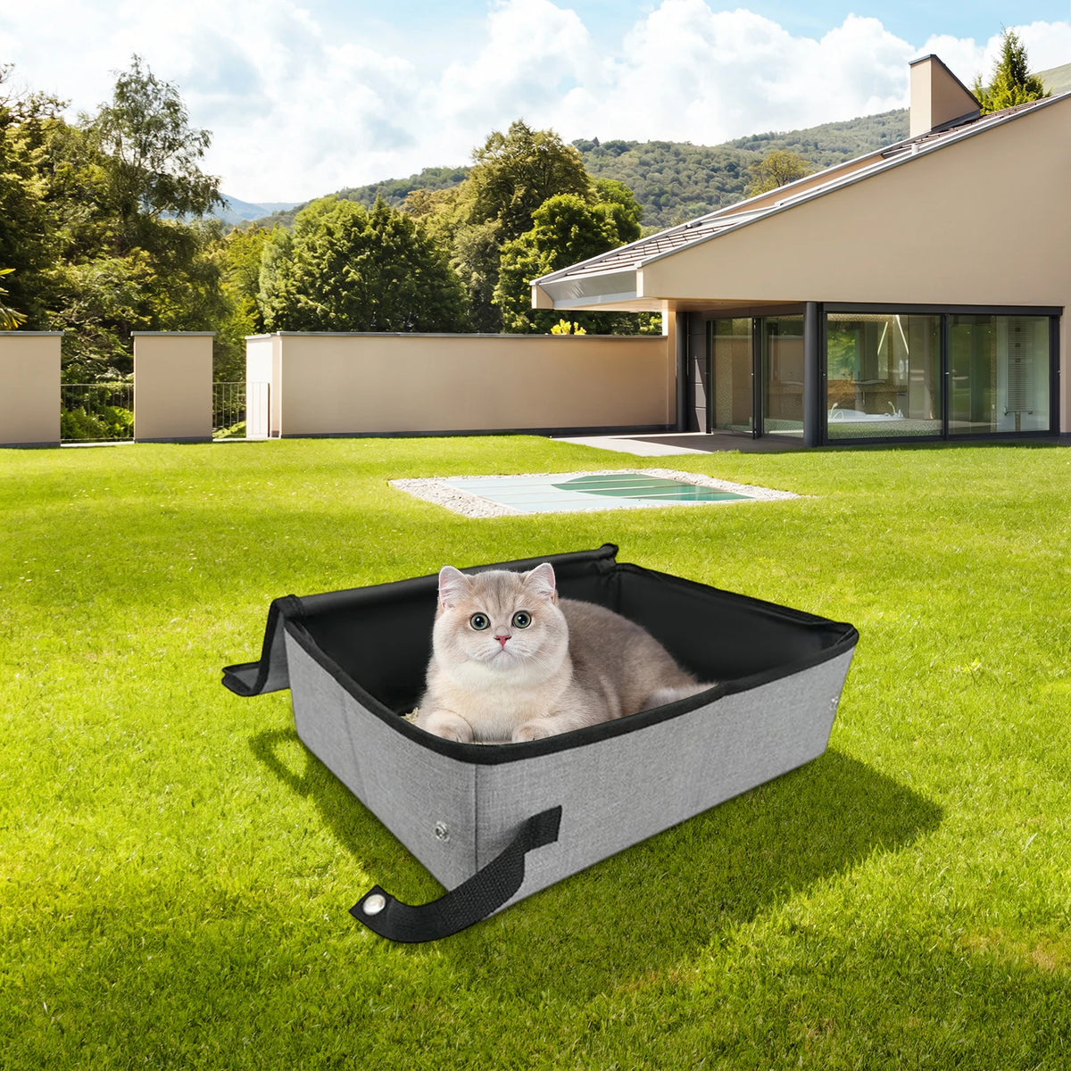 Foldable Cat Litter Box With Lid for Travel and Camping
