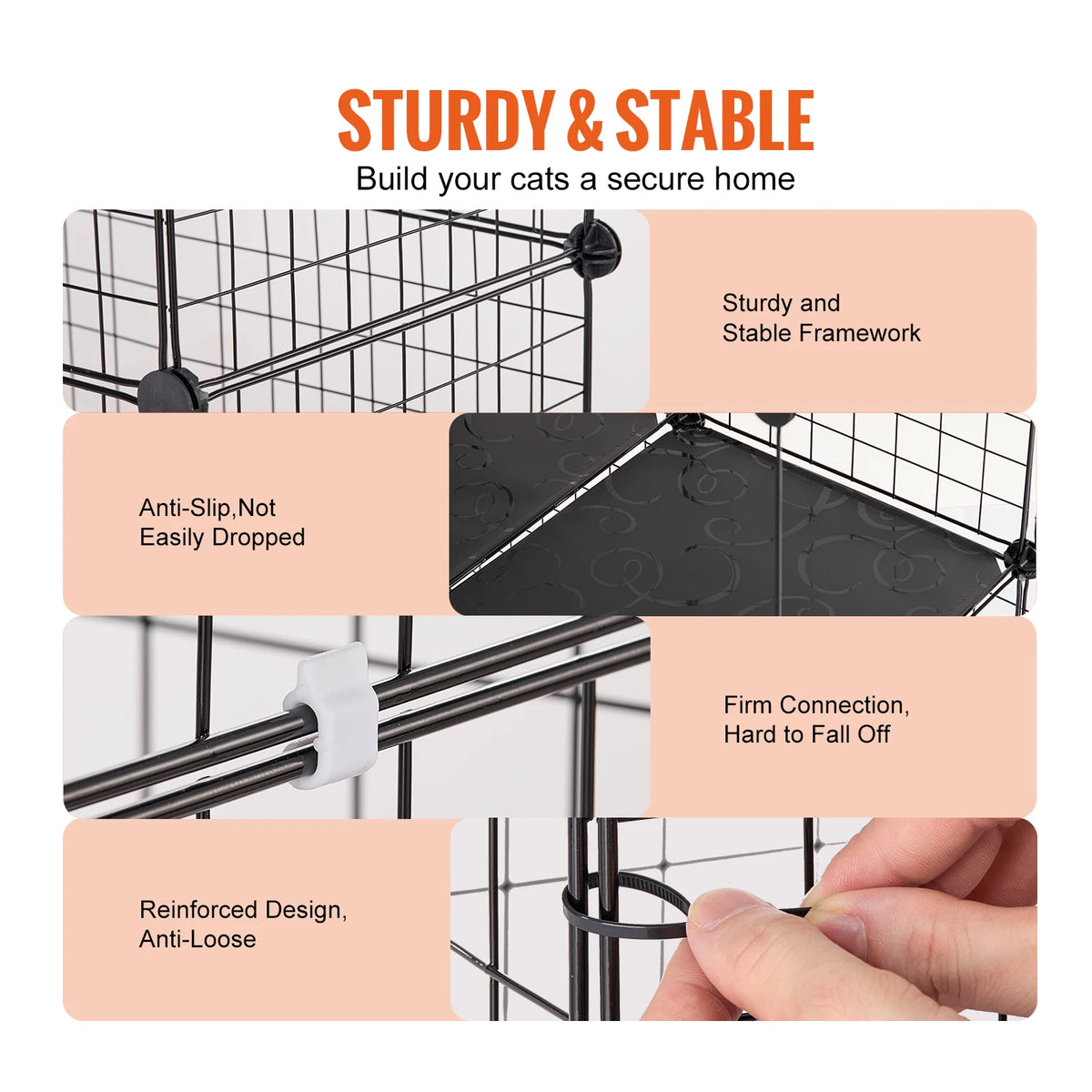 SucceBuy Metal Cat Cage Enclosure With Doors Ramp And Hammock
