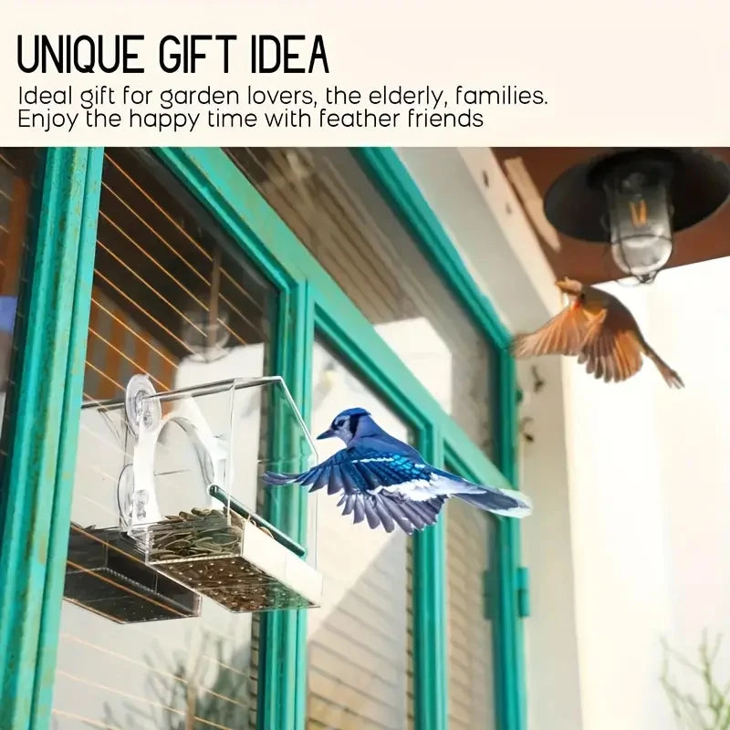 Window Mounted Acrylic Bird Feeder House For Outdoor Wild Birds