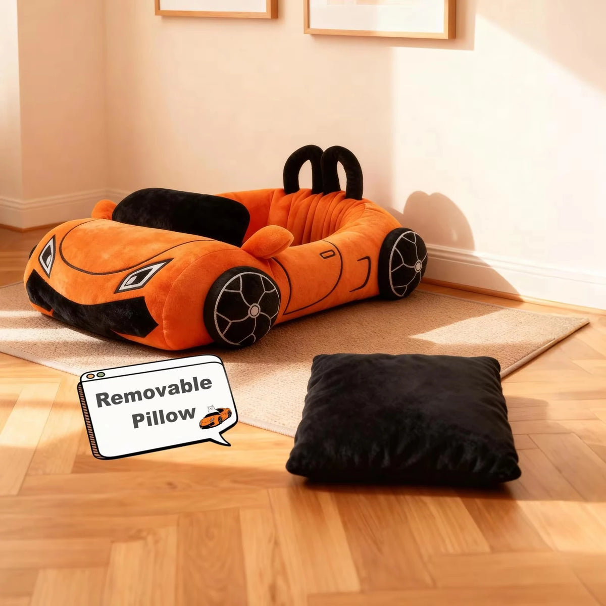 CWV Supercar Cat Bed With Soft Washable Coral Fleece Mat