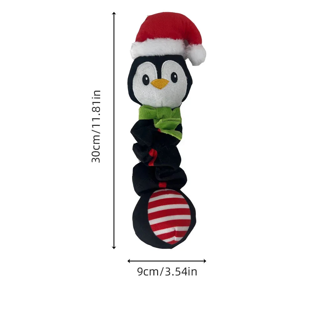 Christmas Squeaky Dog Toy Reindeer Elf Penguin Plush Pet Gift