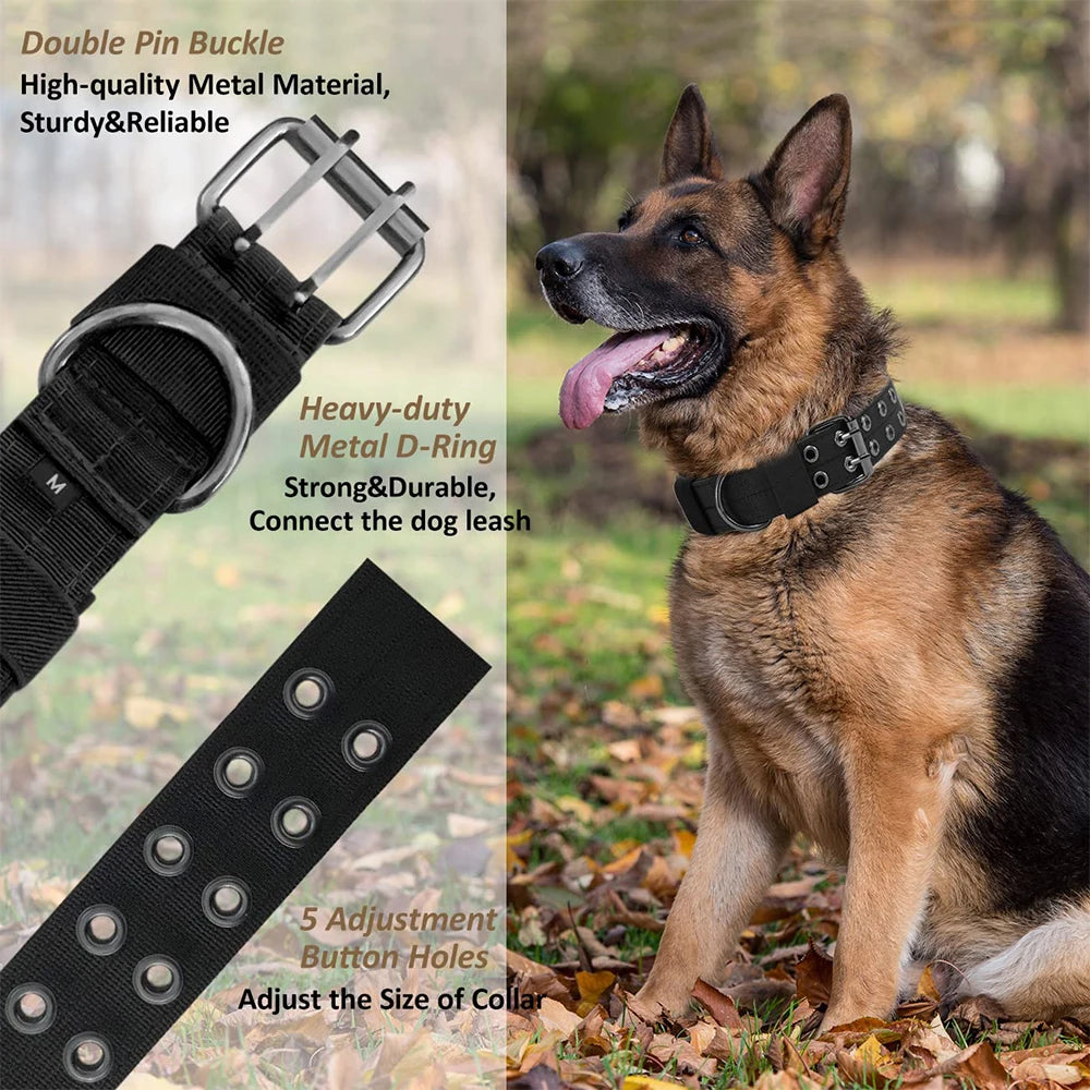 Durable Nylon Tactical Dog Collar for Training and Outdoor Walks
