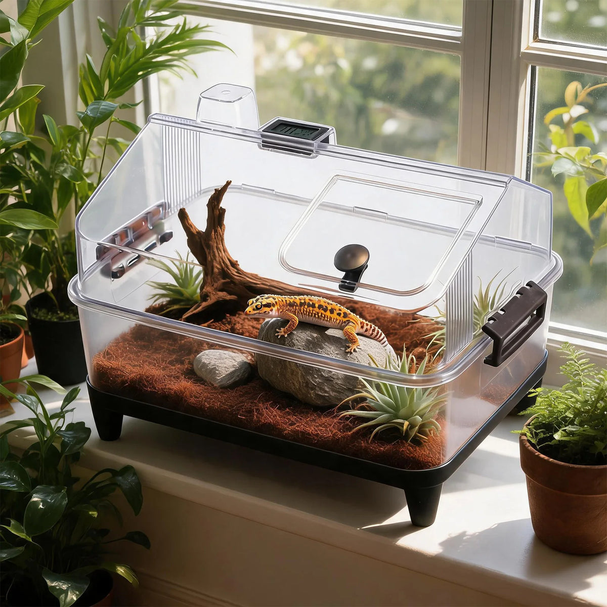 HiMISS Acrylic Reptile Terrarium Kit With Heating Pad And Accessories
