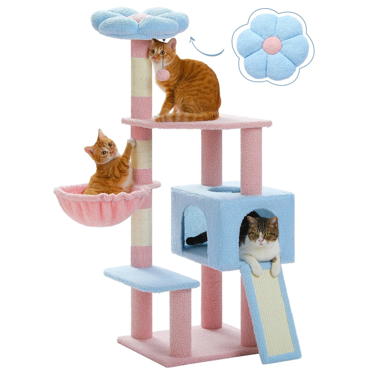 PEQULTI Multi-Level Cat Tree With Scratching Posts And Hammock