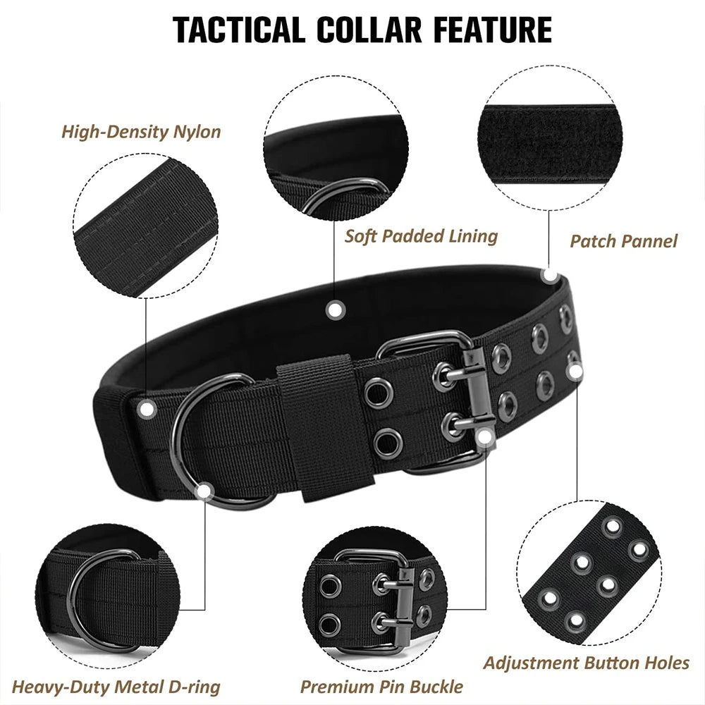 Durable Nylon Tactical Dog Collar for Training and Outdoor Walks
