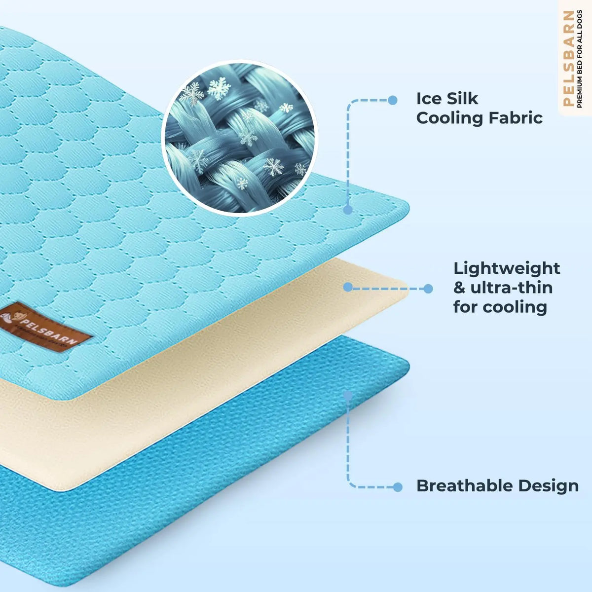 Pelsbarn Self Cooling Ice Silk Dog Mat Washable Bed Pad