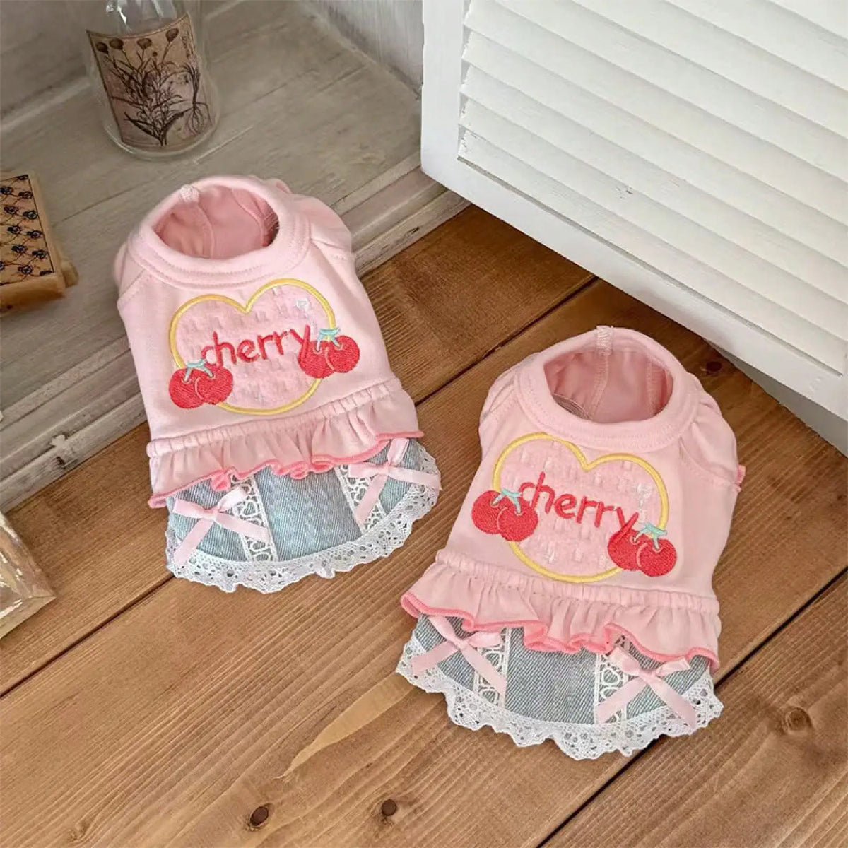Dog Denim Skirt Vest Outfit for Walking and Outdoor Wear