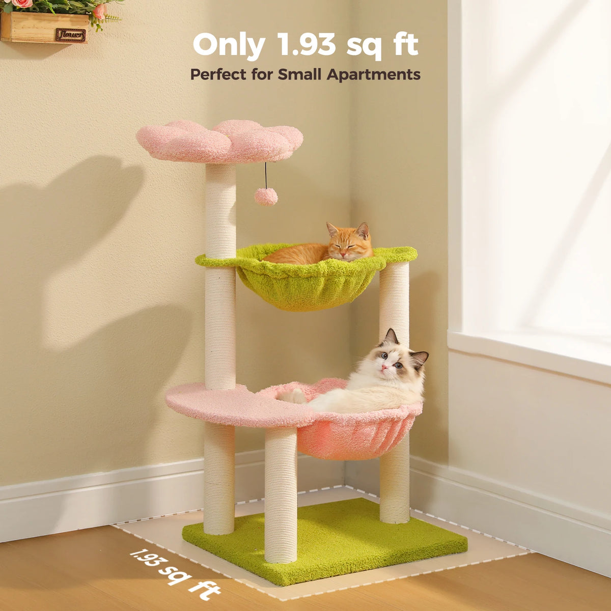 PAWZ Road Flower Cat Tree With Cozy Hammocks Scratching Posts