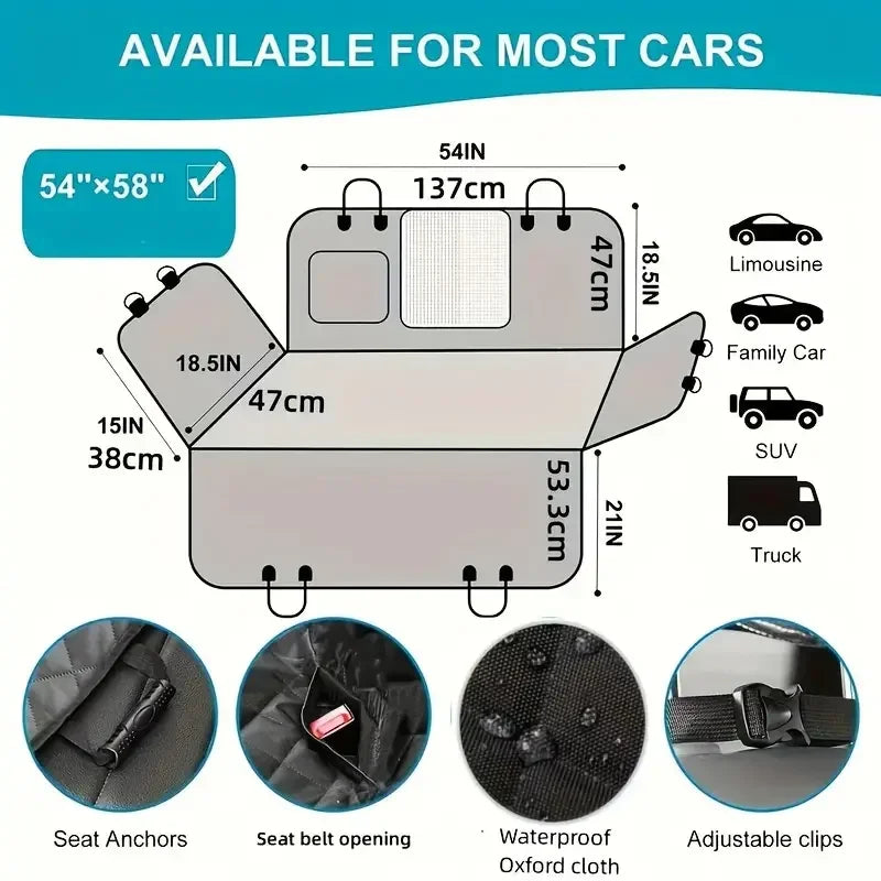 Waterproof Dog Car Seat Cover With Nonslip Hammock Protection