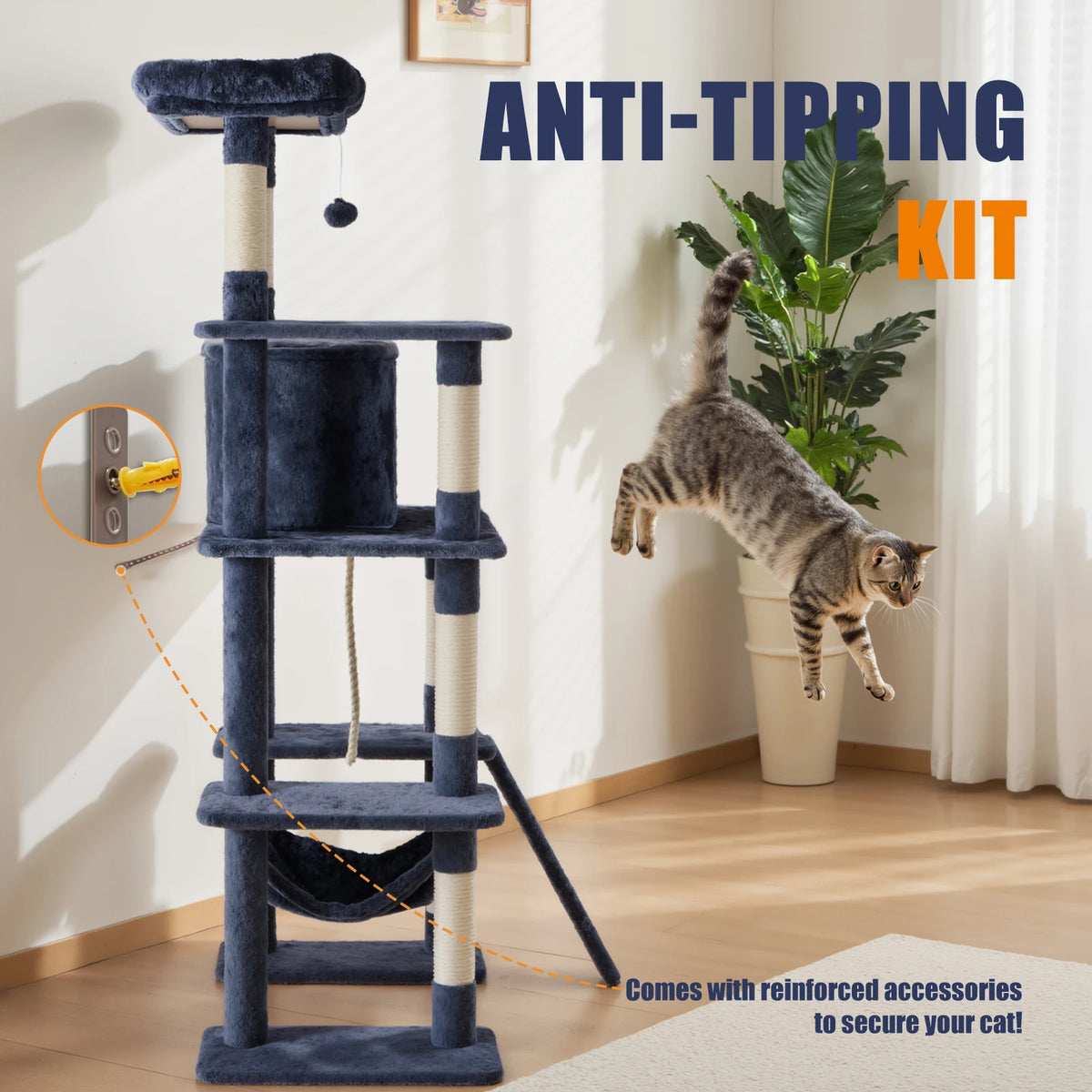 JHK Cat Tree With Multiple Levels And Scratching Posts