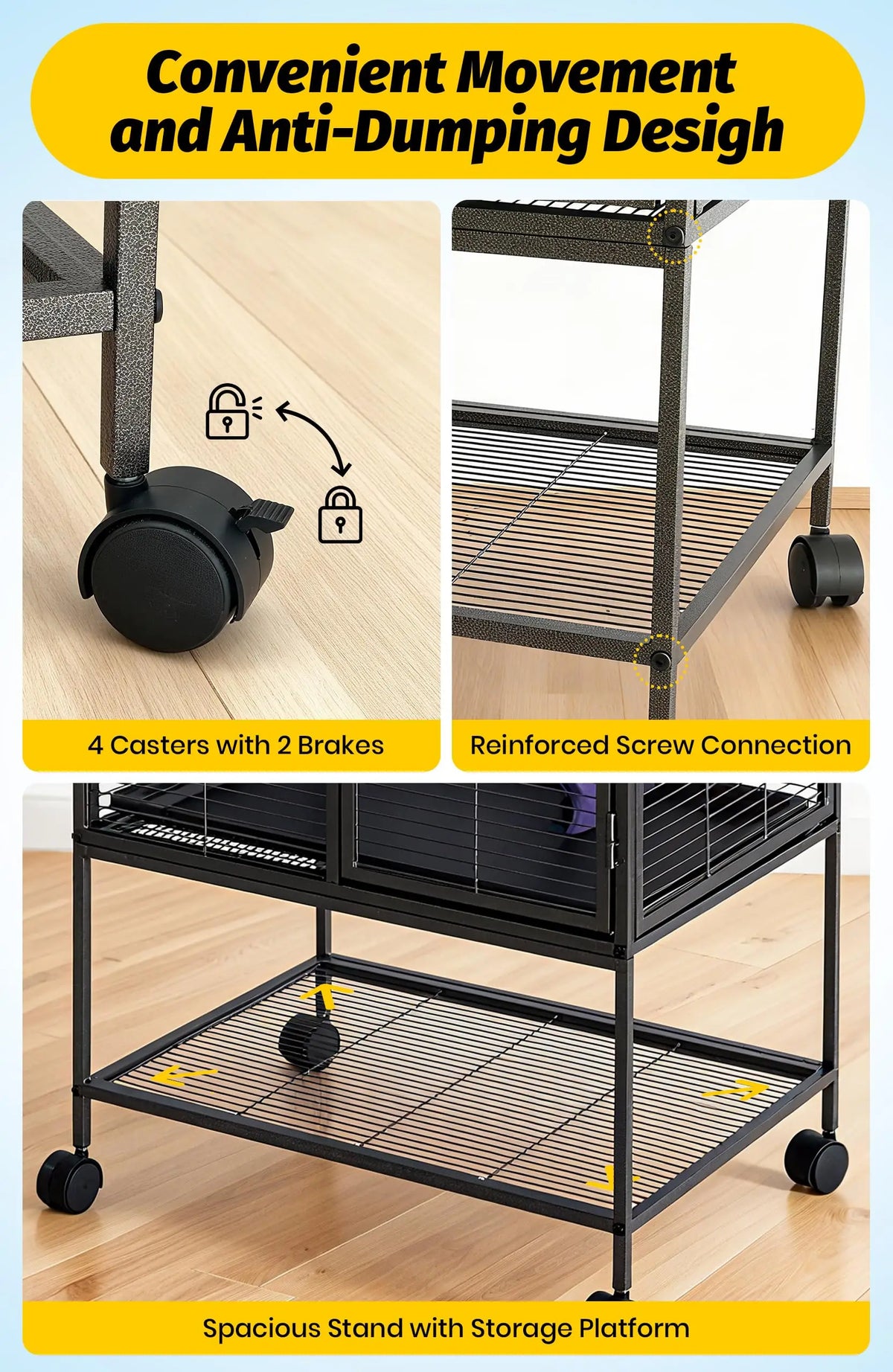 Multi Level Small Animal Cage With Ramps And Removable Tray