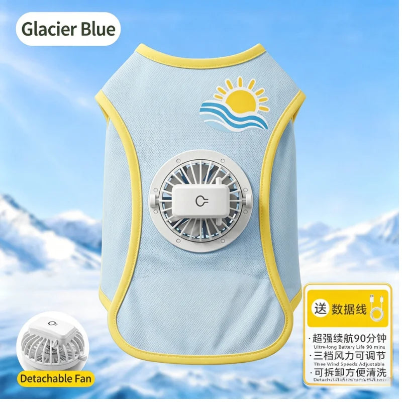 Detachable USB Fan Cooling Vest for Dogs with UV Protection