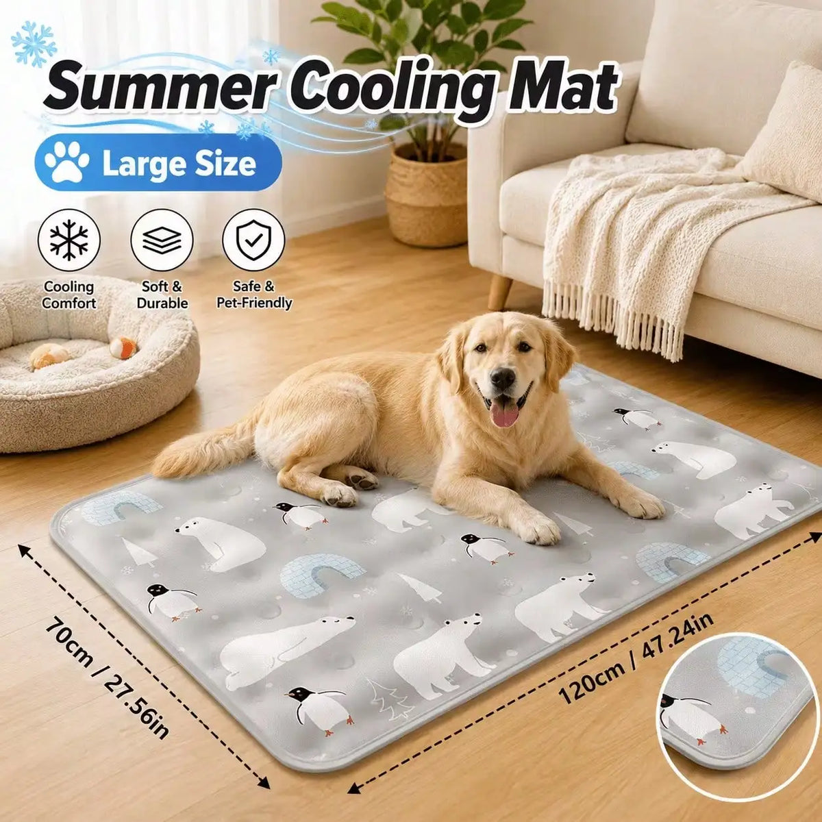Water Filled Cooling Mat for Dogs and Cats Summer Pad