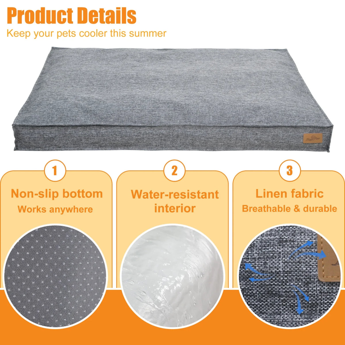BINGOPAW Waterproof Foam Dog Crate Pad With Linen Cover