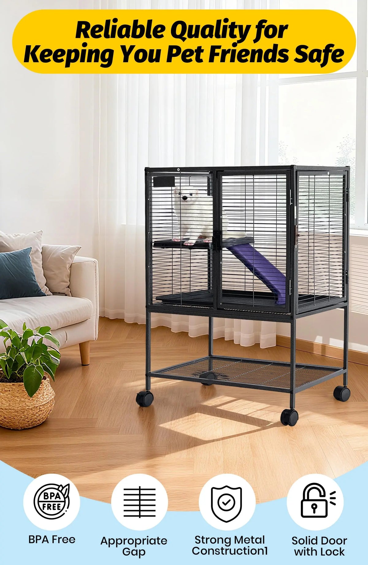 Multi Level Small Animal Cage With Ramps And Removable Tray
