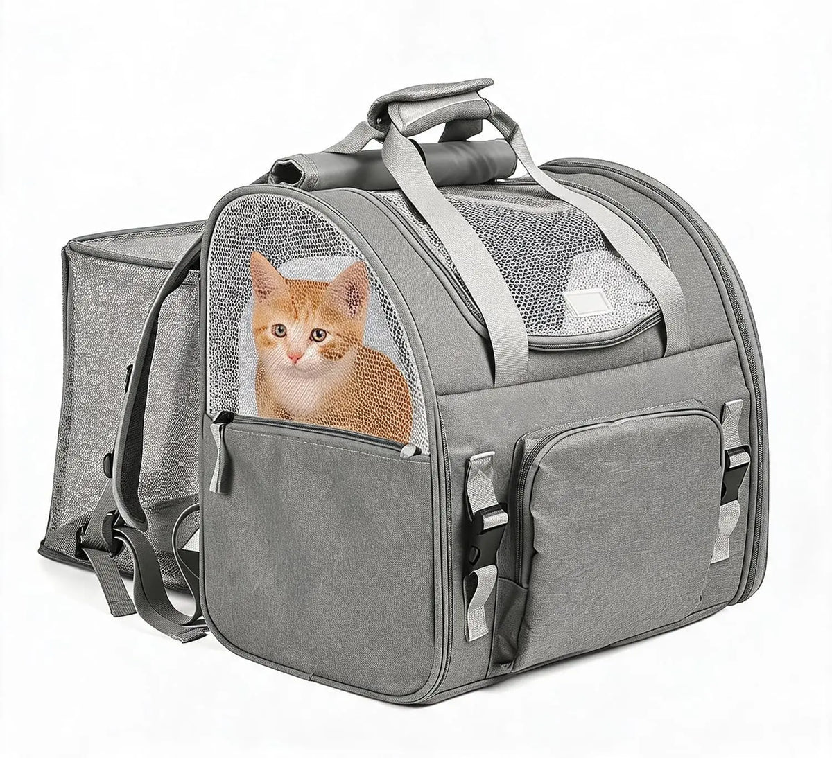 Expandable Cat Carrier Backpack With Breathable Mesh Travel Design