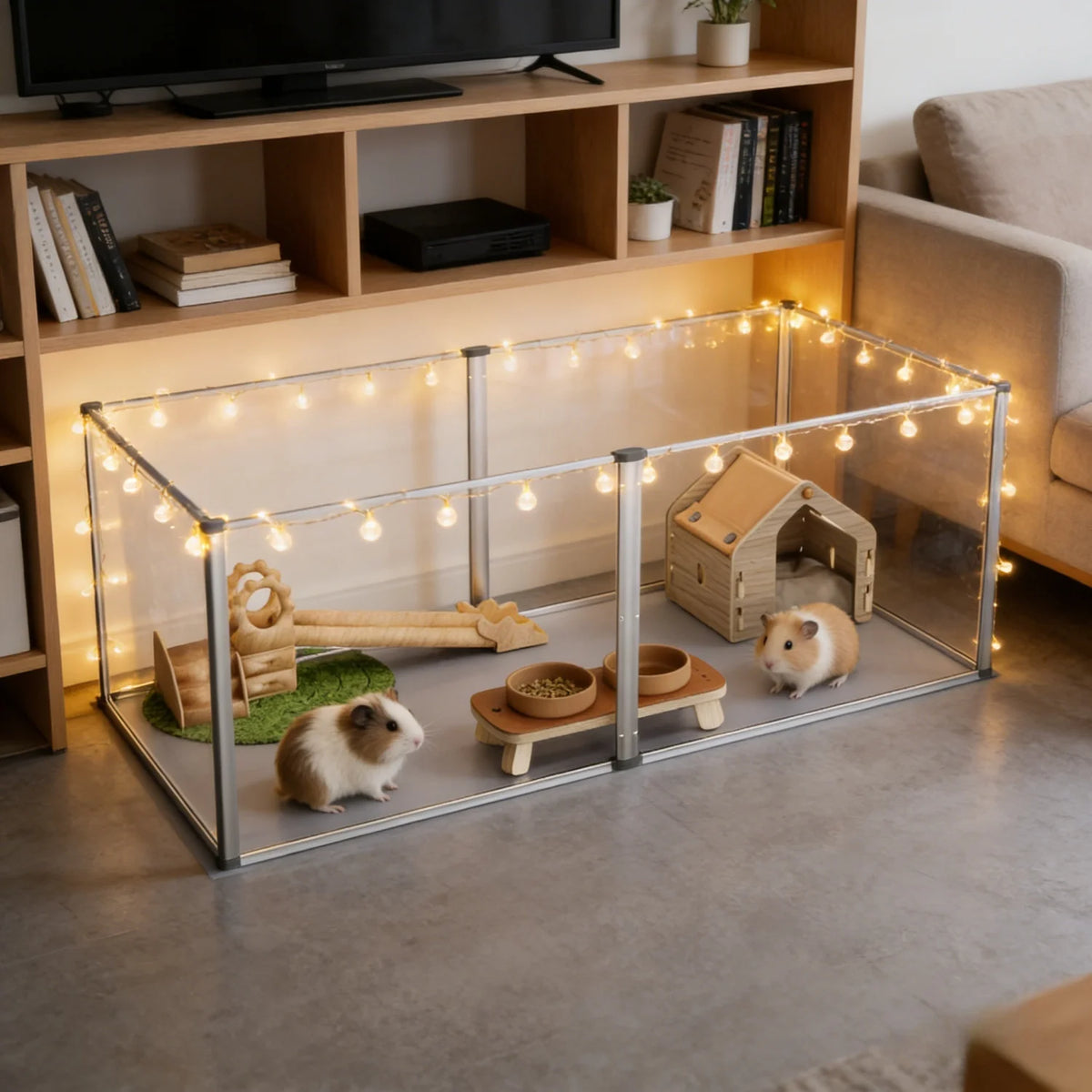Clear Acrylic Pet Playpen With Waterproof Floor Pad for Small Animals
