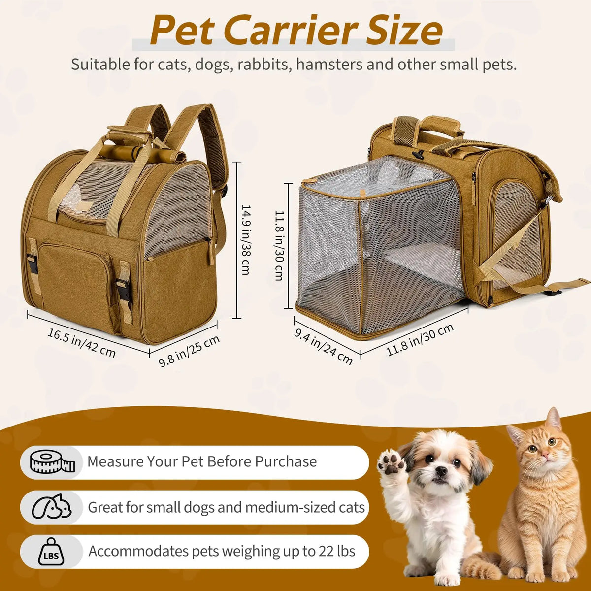 Expandable Cat Carrier Backpack With Breathable Mesh Travel Design