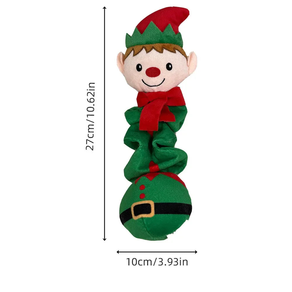 Christmas Squeaky Dog Toy Reindeer Elf Penguin Plush Pet Gift