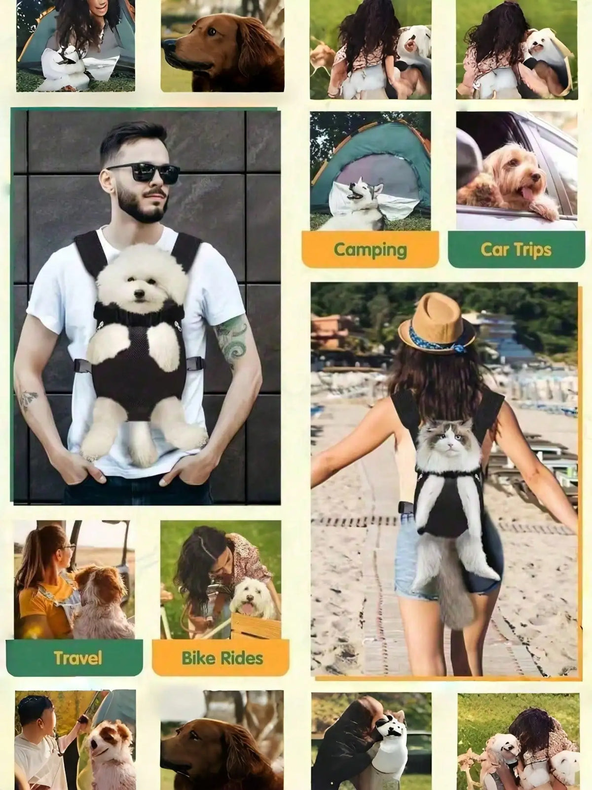 Breathable Mesh Pet Chest Backpack Carrier for Cats and Dogs