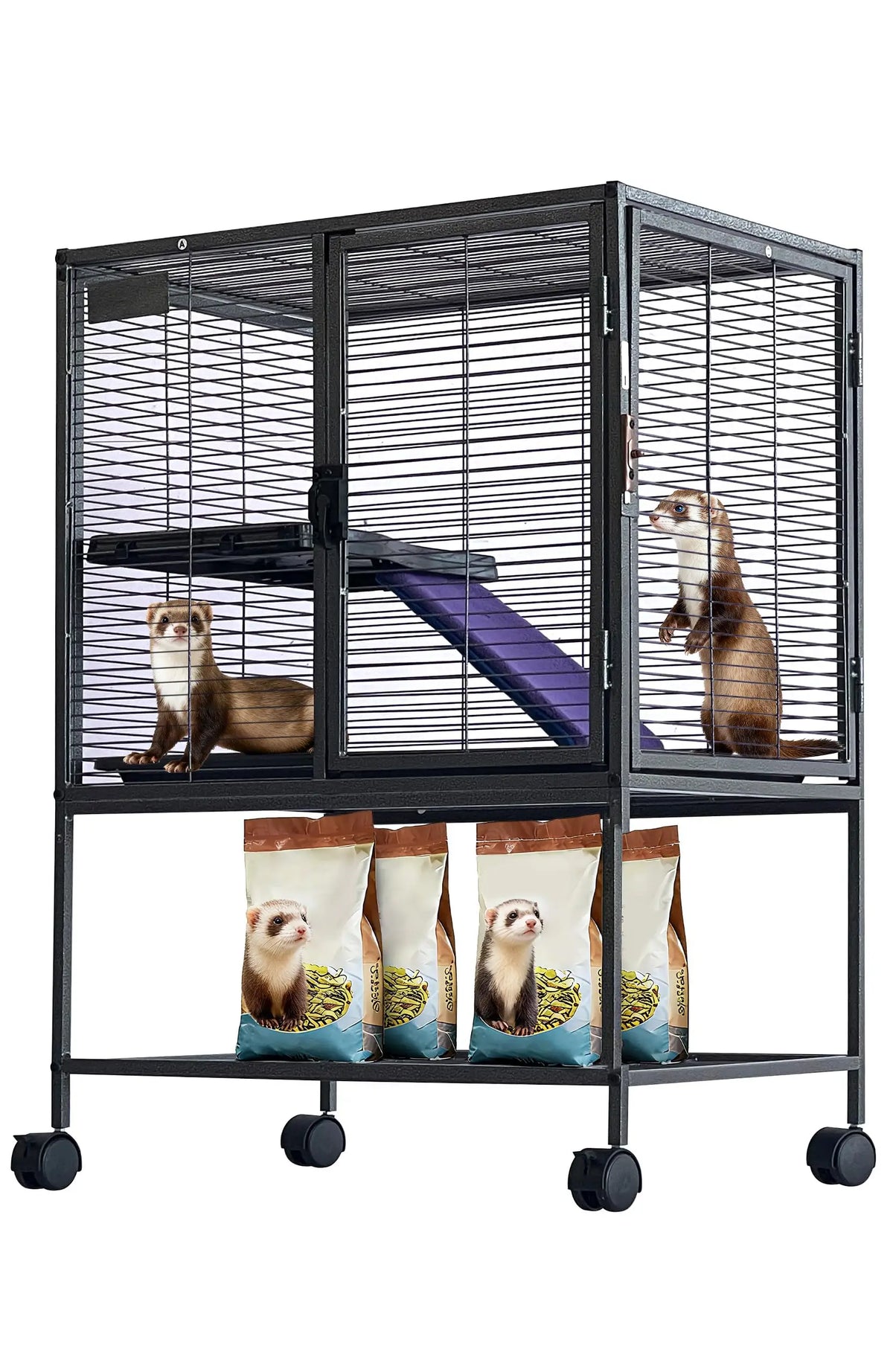 Multi Level Small Animal Cage With Ramps And Removable Tray