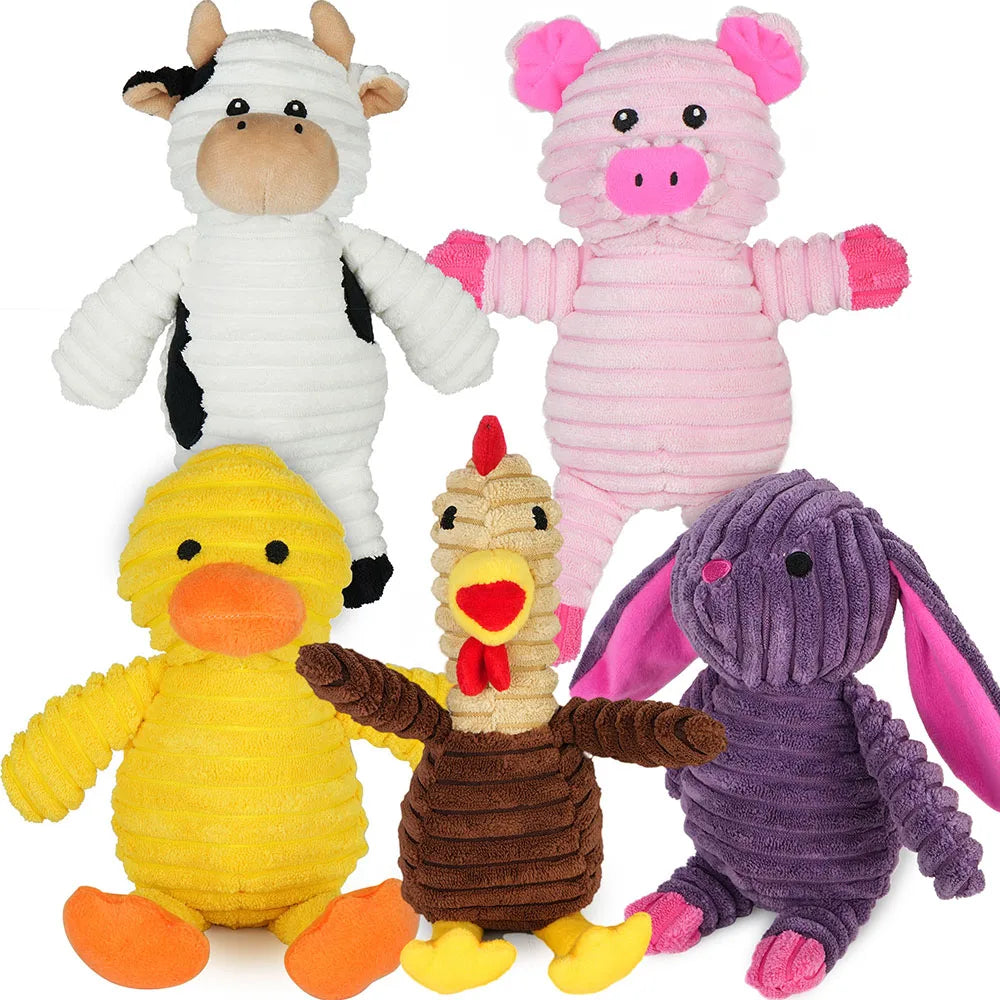 Plush Squeaky Dog Toys, Soft Stuffed Chewable Pet Toy Bundle