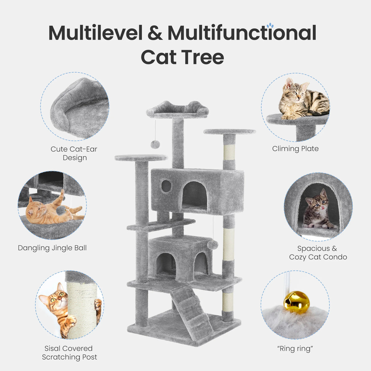 MCQ Multi-Level Cat Tree Tower With Scratching Posts And Toys