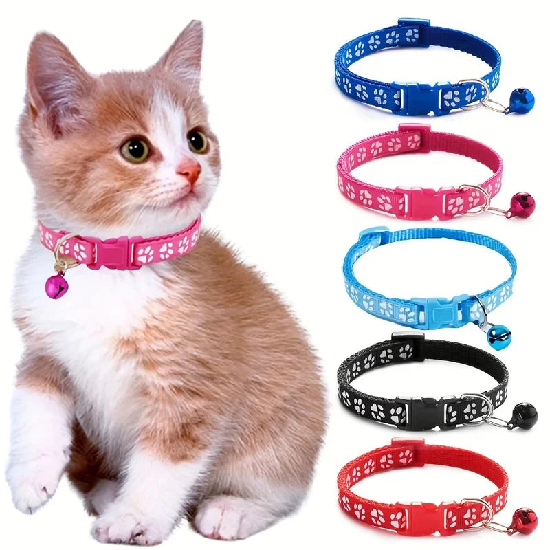 Colorful Pattern Cat Collar With Bell And Adjustable Fit