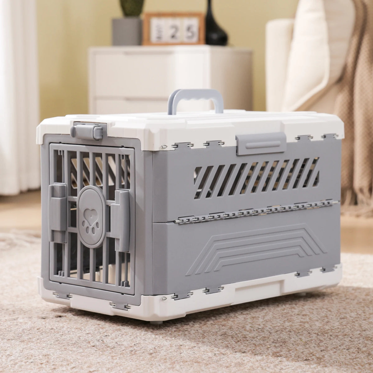 PAWZ Road Foldable Pet Carrier Travel Crate With Secure Lock Door