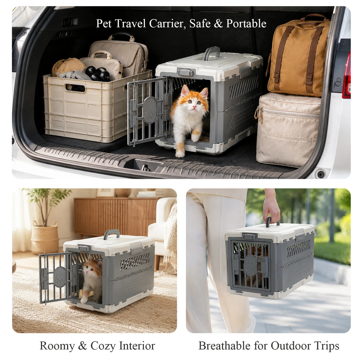 PAWZ Road Foldable Pet Carrier Travel Crate With Secure Lock Door