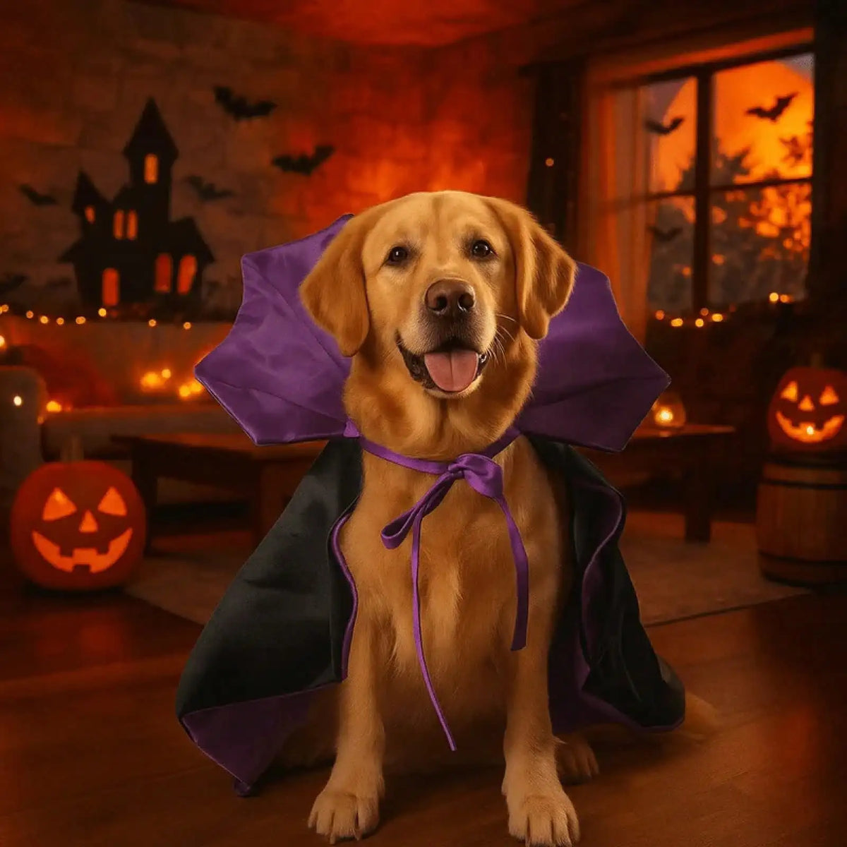 Adjustable Stand Collar Halloween Pet Costume Cape For Dogs