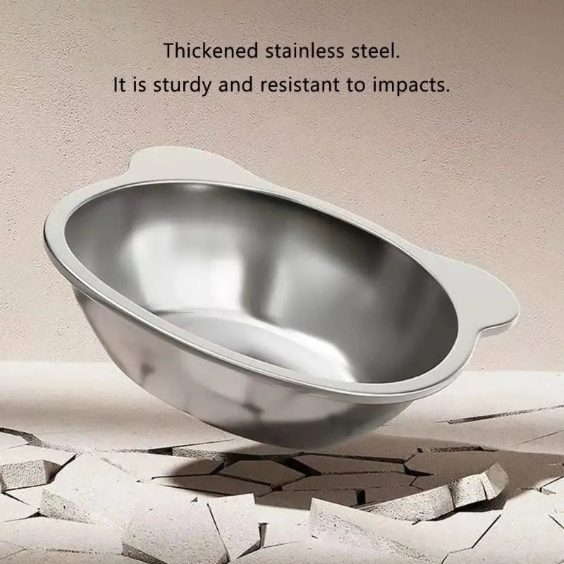 Elevated Stainless Steel Cat Bowl With Tilted Neck Guard