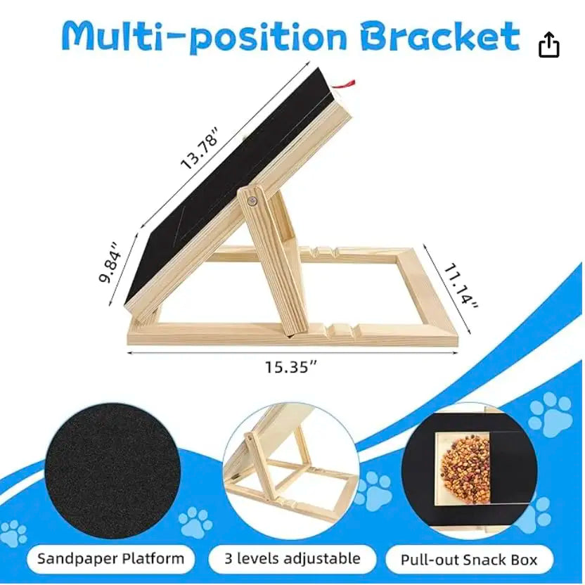 Wooden Dog Nail Scratch Board With Built In Treat Drawer