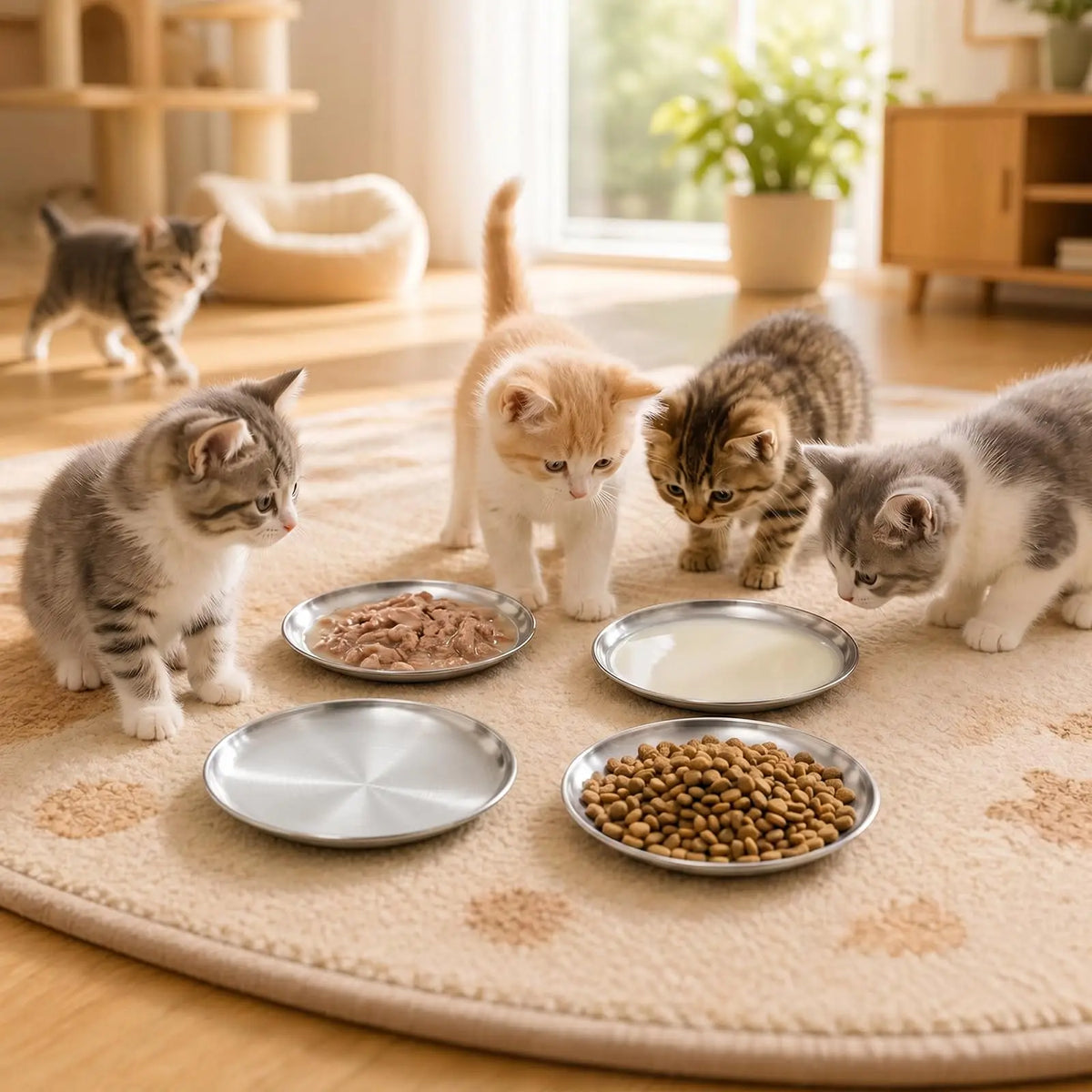 ChefBee Stainless Steel Whisker Friendly Shallow Cat Food Bowls