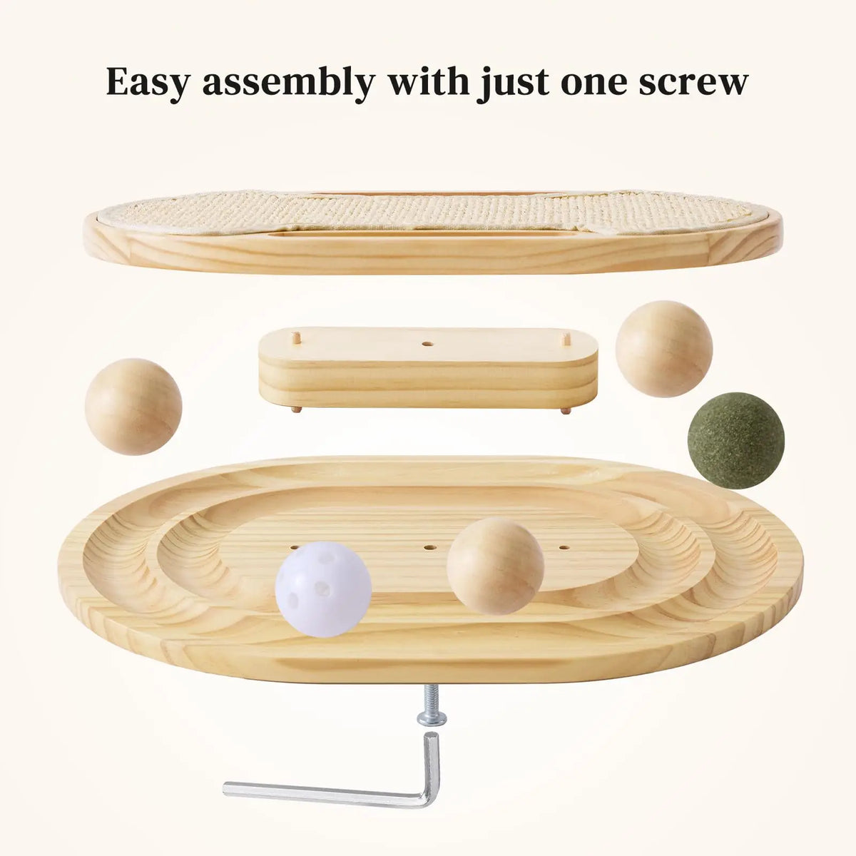 Cat Scratcher With Ball Track And Natural Sisal Pad